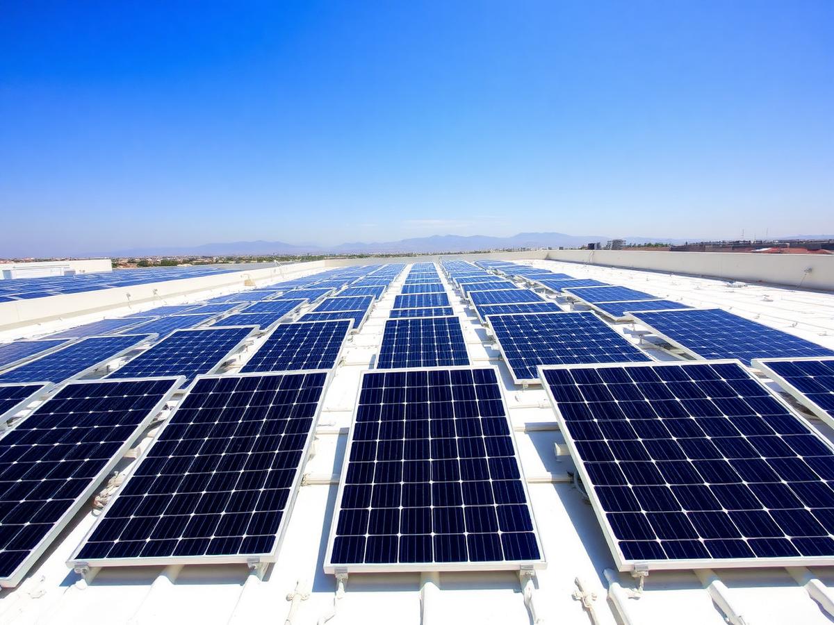 Solar photovoltaic panels installed on a rooftop